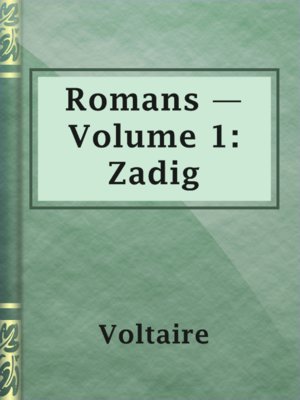cover image of Romans — Volume 1: Zadig